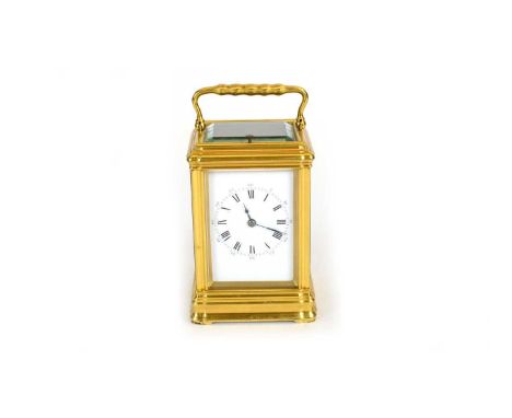 R.H. Halford &amp; Sons, London: a late 19th Century gilt brass quarter striking and carriage clock with repeat button, the e