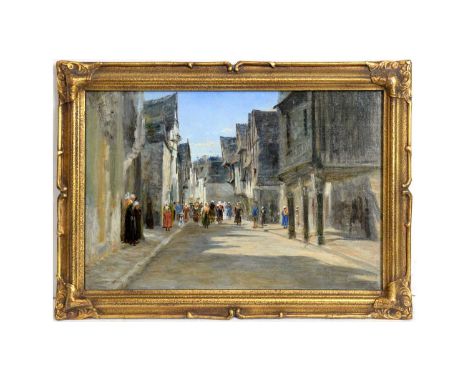 George Sherwood Hunter RBA(Scottish, 1846-1919)"Sketch - A Street Scene in Vitre",initialled, titled, and dated 1873 verso,oi