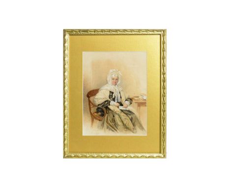 Benjamin Delacour(fl. 1818-1845)"Madame Delacour"; three-quarter-length portrait wrapped in a paisley shawl,signed, circa 183