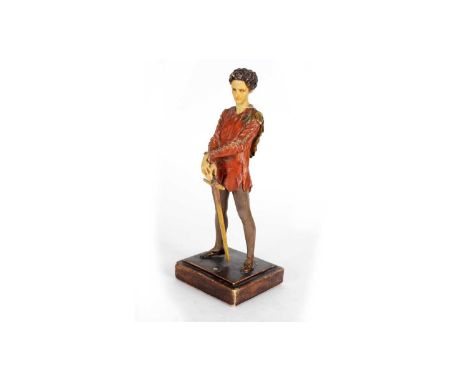 Agatha Walker (1888-1980): a painted wax statuette, Jean Forbes-Robertson in the role of Peter Pan, 1930, inscribed, dated an