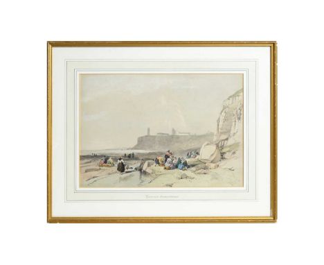 James Duffield Harding(1798-1863)"Tynemouth, Northumberland",signed and dated July 1827 within the plate,hand-tinted lithogra