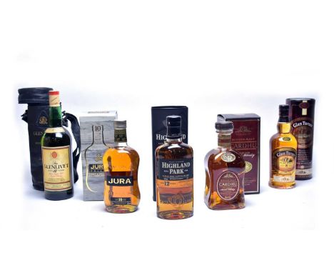 The Glenlivet Pure Single Malt Scotch Whisky, 12 years old, 43%vol 100cl; Cardhu Single Malt Highland Scotch Whisky, 12 years