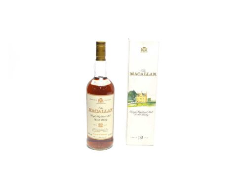 Th Macallan Single Highland Malt Scotch Whisky, 12 years old, 43%vol 100cl (1 litre), boxed.