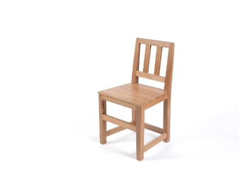 Workshop of Robert ‘Mouseman’ Thompson (Kilburn): an oak side chair, with double rail back and adzed solid seat, square legs 