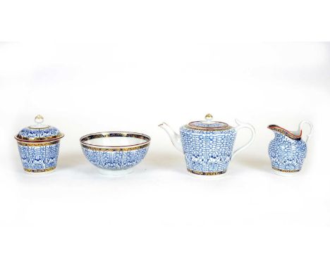 A Flight period Worcester part tea service, 1783-1792, each piece printed in underglaze-blue with the Royal Lily pattern, com