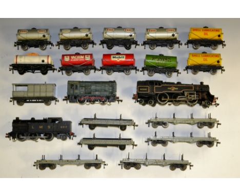 Hornby Dublo - a three rail  2-6-4 tank locomotive, BR black livery, Rn 80033;  another 0-6-2 Rn 6917;  a 0-6-0 2231 diesel s