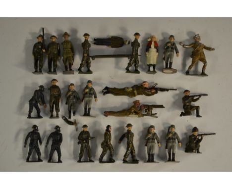 Britains Toys From Set 1723 - Royal Army Medical Corps Steel Helmets & Battledress comprising: two Stretcher Bearers with Str