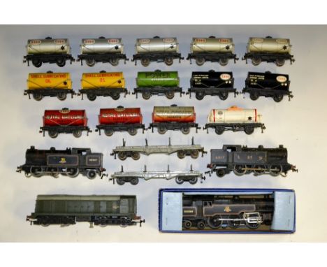 Hornby Dublo - a three rail Diesel 6-0-6 Co-Bo locomotive, BR green livery, No D 8017;  a 2-6-4 standard tank locomotive, BR 