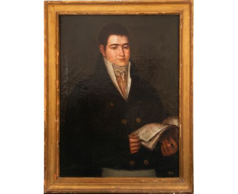 Oil on canvas, framed measurements: 93 x 72 cm, canvas measurements: 81 x 61 cm. Probably Portrait of a Musician or Conductor