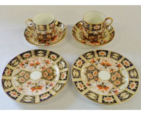 2 Royal Crown Derby Imari pattern cups, saucers and plates