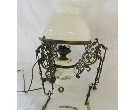 Ceramic and brass hanging electric lamp