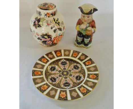 Royal Crown Derby imari pattern plate, Toby Philpott Beswick jug & Masons ginger jar