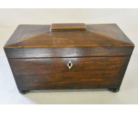 Victorian wooden sarcophagus shaped tea caddy