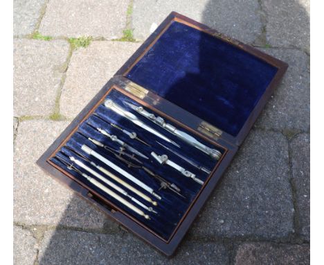 Geometry set in a rosewood box