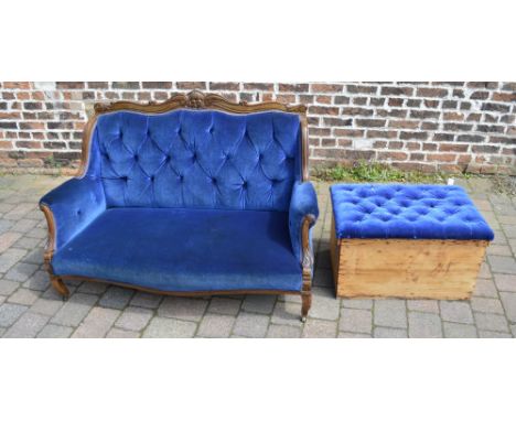 Edwardian / Victorian 2 seater sofa & a pine box seat