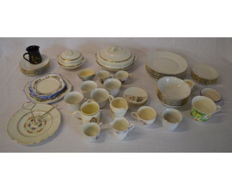 Various ceramic plates, cups, saucers, cake stand etc