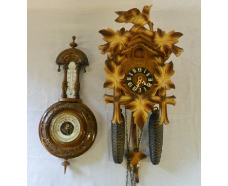 West German Schatz cuckoo clock & aneroid barometer