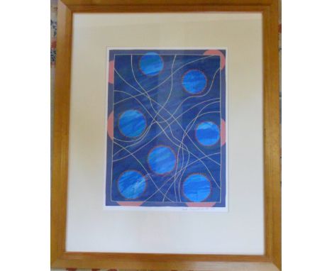 Abstract lithograph print entitled ' Requiescience 39' and signed in pencil 'Ford' (Anita Ford b.1948) 59 cm x 70 cm
