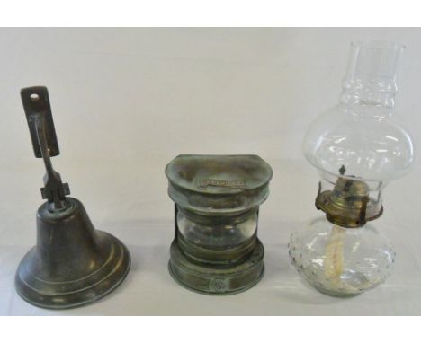 Masthead lamp, brass bell & glass lamp