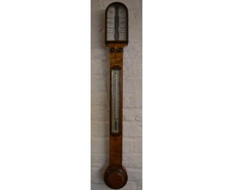 Carpenter & Westley, 24 Regent Street London 19th century stick barometer in an oak case with tortoise shell knobs