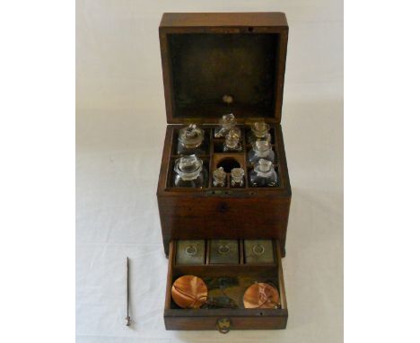 Early 19th century mahogany Pharmacy case containing bottles and scales