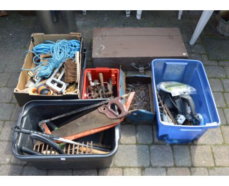 Large assortment of tools including saws, screwdrivers, spanners etc