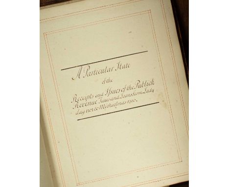A collection of Manuscript volumes on Public Finances, Duties, etc. to include Manuscript of Abstracts of the Money Bills Beg