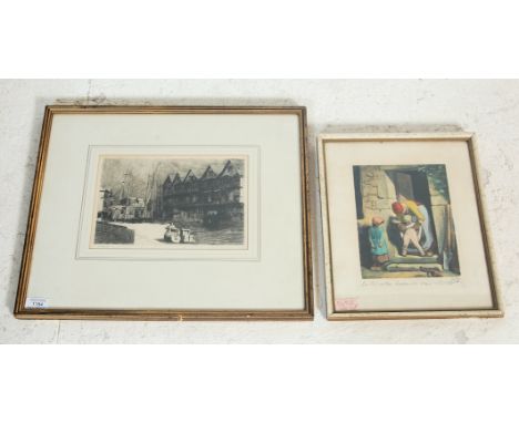 Edwin Edwards (1823-1879) A 19th century etching / engraving of&nbsp; the Llandoger Trow / Tavern on King Street, Bristol by 