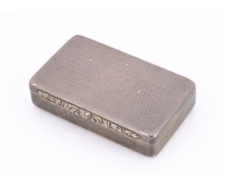 A Victorian silver snuff box by Edward Smith, 2.6 ozt and 7.2cm, worn 