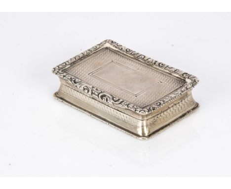 A late Victorian silver snuff box by George Unite, 6cm wide and 2 ozt, Birmingham 1898, hinge AF 