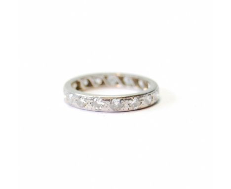 Diamond eternity ring with eight-cut brilliants, in platinum, size K, 3.6g.