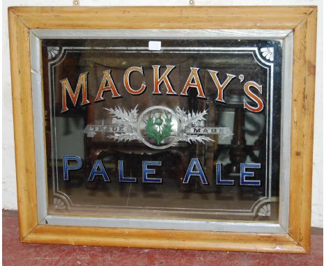 Antique pub mirror advertising Mackay's Pale Ale in red and blue lettering, decorated with a thistle to the centre, mirror 50