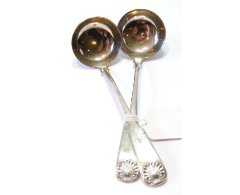 Perth: pair of silver fiddle pattern toddy ladies with scallop terminals, by R Keay, c. 1830. 