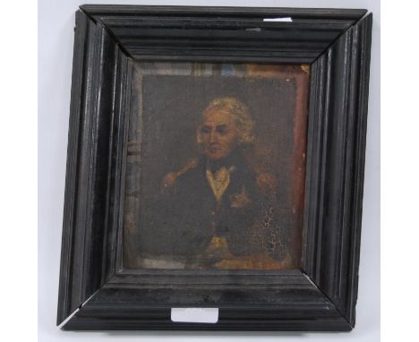 19th Century British School Portrait of General Horatio Nelson Oil on board, 17.5cm x 15cm, in an ebonised frame.