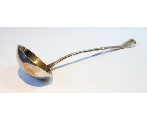 Silver soup ladle of Hanoverian style with upturned terminal, of good weight, maker perhaps Thomas Anderson, Edinburgh 1771, 