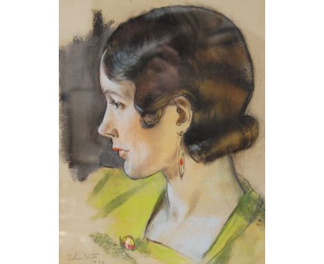 Henry Robertson 'Robin' Watt (Canadian, 1896 - 1964)The Finger Wave: portrait of a young woman in profileSigned and dated 193