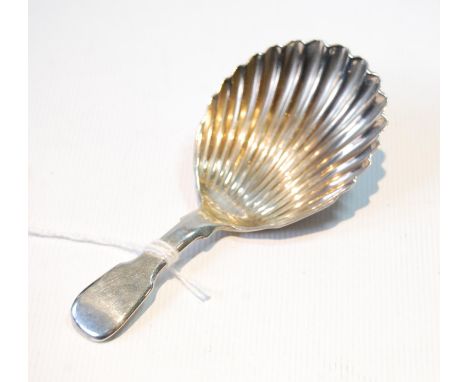 Silver caddy spoon with scallop bowl, by Andrew Davidson, Arbroath. 