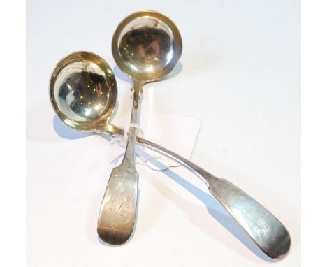 Silver toddy ladle by Adam Burgess, Dumfries, and another, Greenock, no maker's mark.&nbsp; (2) 