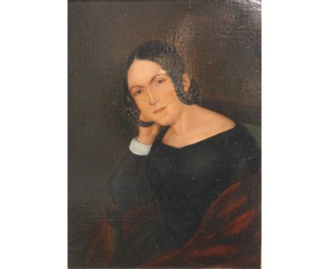 CONTINENTAL SCHOOL
portrait of a seated lady with plaited hair, oil on canvas, 28.5cm x 38.7cm