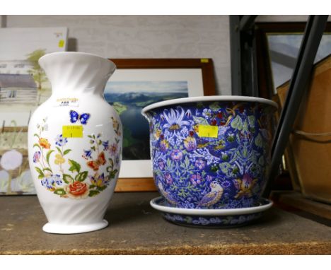 Aynsley cottage garden vase and an oriental style decorated jardiniere 