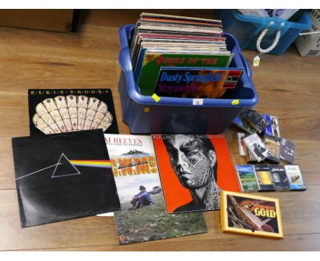 Box of vinyl LP's and cassettes including the Rolling Stones, Dusty Springfield etc