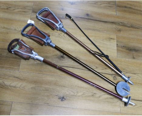 Three shooting sticks and riding crop