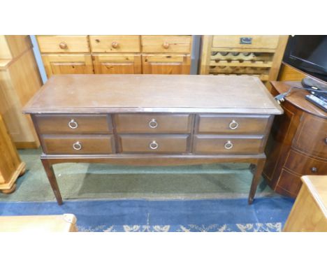 Mid century style sideboard or hall table with six drawers 