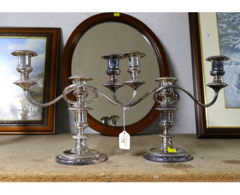 Pair of plated candelabra 