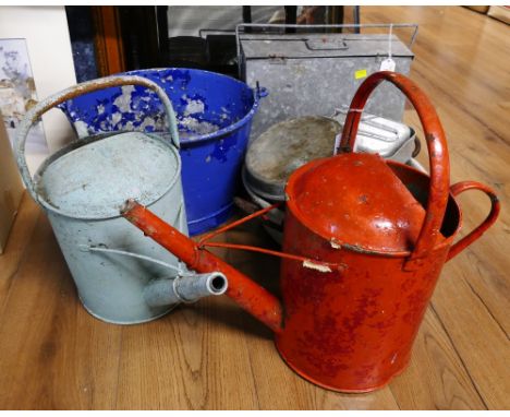 Metalware, toolbox, watering cans etc 