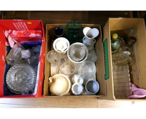 Three boxes of glassware and ceramics