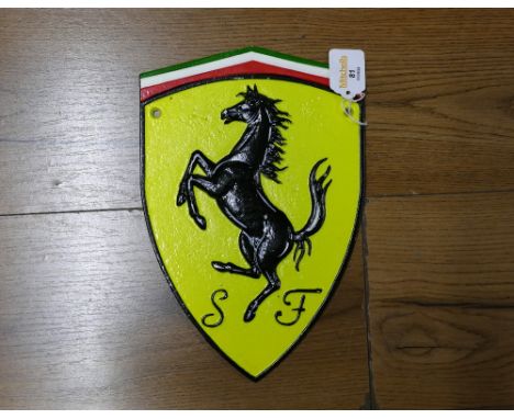 Cast metal reproduction advertising sign Ferrari