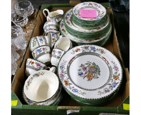 Box of Spode Chinese Rose tea and dinnerware 