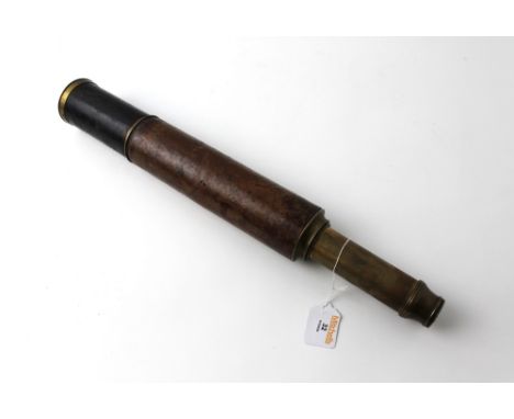 Leather bound brass telescope with (makers marks)