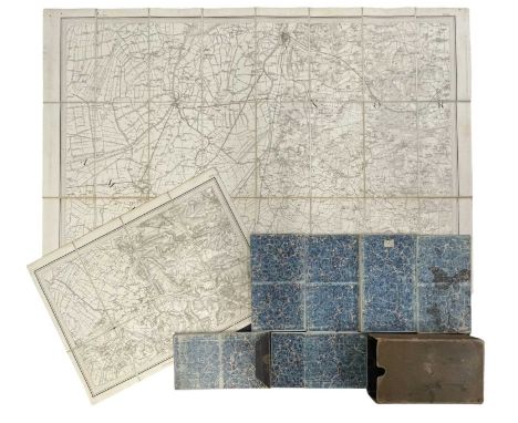 A boxed set of 1" scale Norfolk Ordnance Survey Maps, circa early 19th century. Comprising 8 maps, backed onto linen with a m